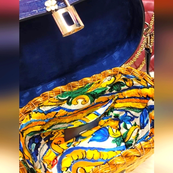 Dolce & Gabbana Blue and Tan Wicker Bag - Picture 2 of 4